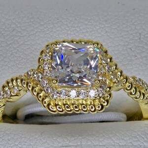 Giorgio di Vicenza Fine Silver Plated Radiant Cut CZ Halo Ring, Size 9